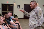 Maj. Gen. Patrick D. Sargent, U.S. Army Medical Department Center and School, Health Readiness Center of Excellence commanding general, entertains questions from a group of over 70 high school administrators, teachers and college professors visiting from across Wisconsin, Northern Illinois and Ohio sponsored by the Cleveland and Milwaukee U.S. Army Recruiting Battalions.