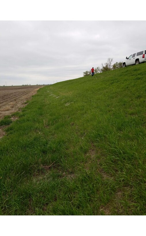 Damaged Levee L561 Apr. 23, 2019 near Hamburg, Iowa.