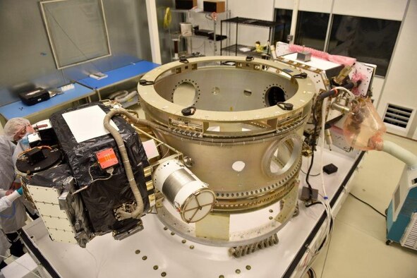 The Air Force Research Laboratory’s Demonstration and Science Experiments (DSX) spacecraft in the final preparation stages before shipment to Cape Canaveral, Florida for launch on a Space X Falcon Heavy Rocket. (Courtesy photo)