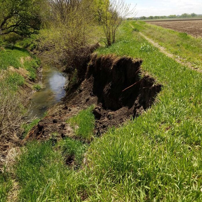 Erosion damage on Levee R548 located one mile west of the town of Nemaha, Neb. May 23, 2019.
