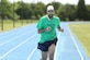 Michael Davis, UNIT contract specialist, runs on the track at Joint Base Langley-Eustis, Virginia, June 3, 2019. Davis who is legally blind has run 16 marathons and has even participated in the Boston Marathon. (Courtesy photo)