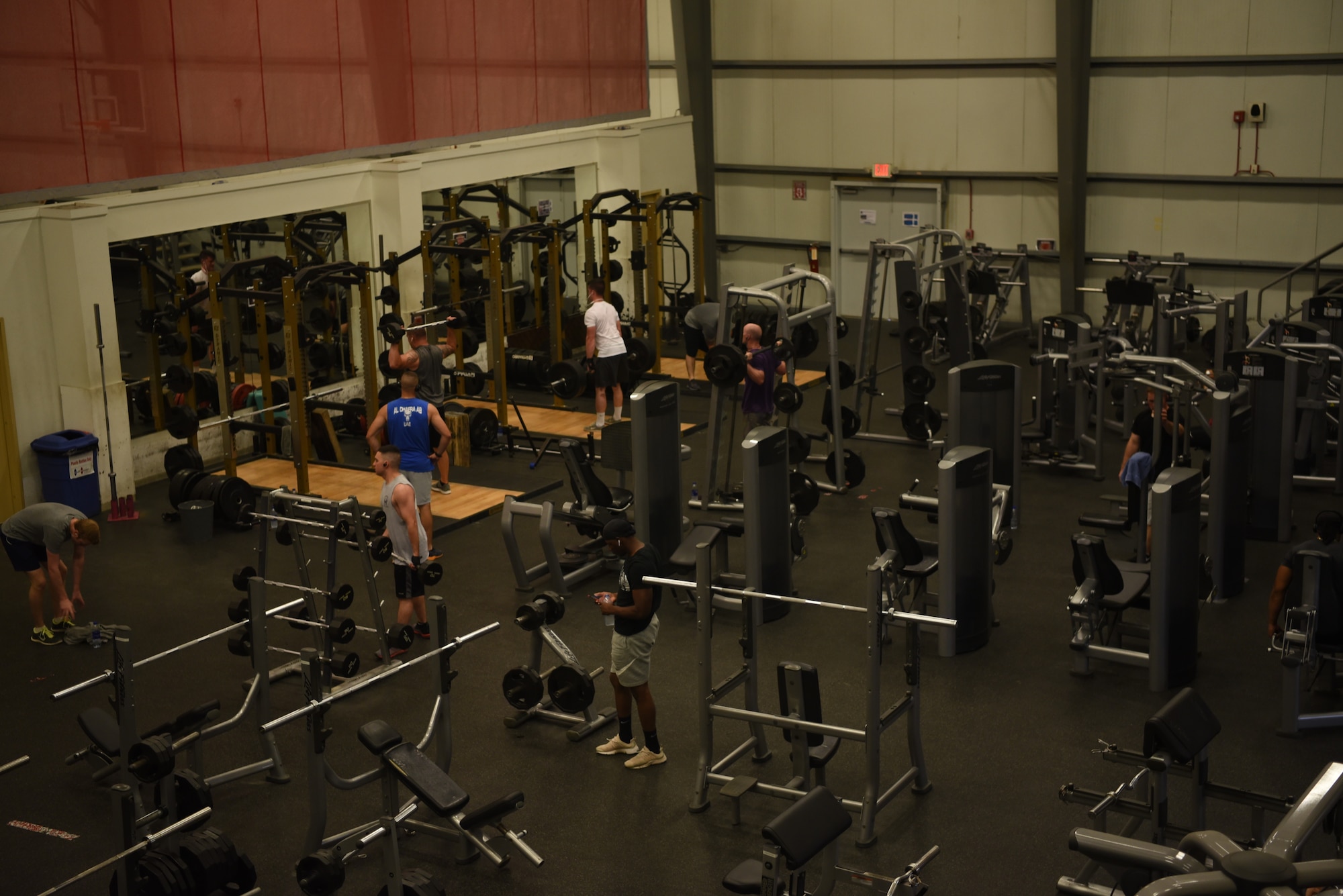 Airmen take the time to improve their physical fitness at the 380th Expeditionary Force Support Squadron Fitness Center June 13, 2019, at Al Dhafra Air Base, United Arab Emirates.
