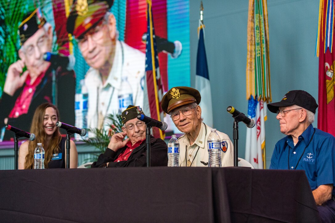 Members of the D-Day Veterans Panel reminisce on their time in service during the 75th D-Day Anniversary commemoration at the National WWII Museum in New Orleans, La on June 6, 2019.