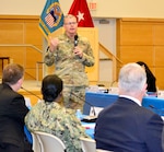 Army Brig. Gen. Mark Simerly, DLA Troop Support commander, talks during the Campaign of Learning program event at DLA Troop Support June 17, 2019 in Philadelphia.