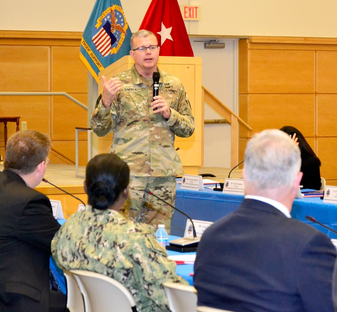 Army Brig. Gen. Mark Simerly, DLA Troop Support commander, talks during the Campaign of Learning program event at DLA Troop Support June 17, 2019 in Philadelphia.