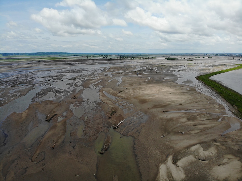 This image from June 22, 2019 shows progress of the water drainage after Levee L575a was closed on June 20.