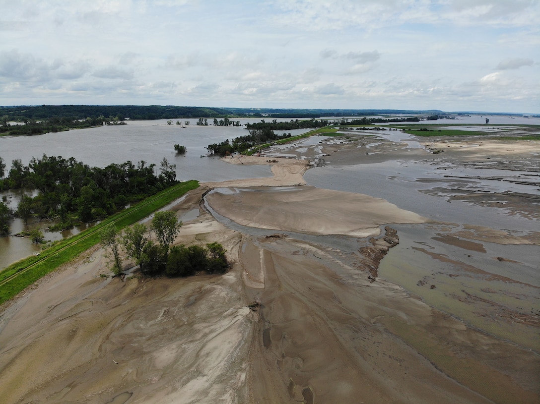 This image from June 22, 2019 shows progress of the water drainage after Levee L575a was closed on June 20.