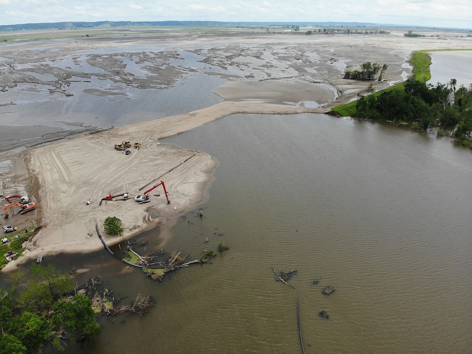 This image from June 22, 2019 shows progress of the water drainage after Levee L575a was closed on June 20.