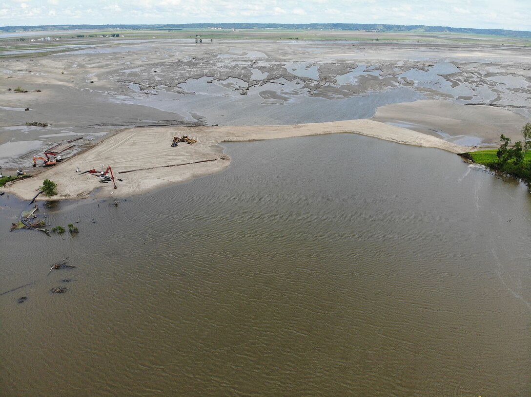This image from June 22, 2019 shows progress of the water drainage after Levee L575a was closed on June 20.