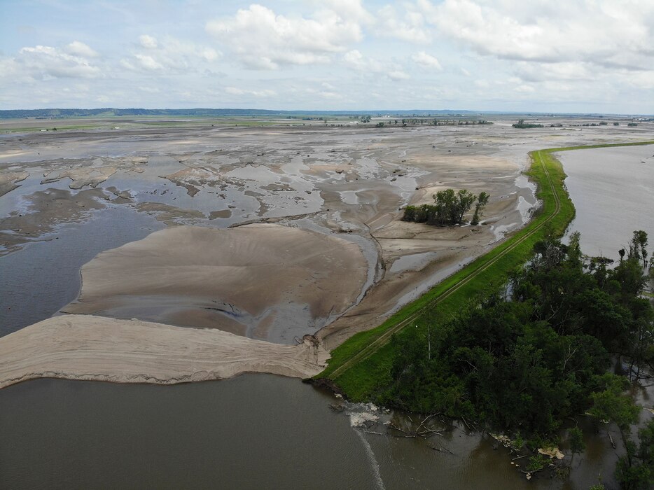 This image from June 22, 2019 shows progress of the water drainage after Levee L575a was closed on June 20.