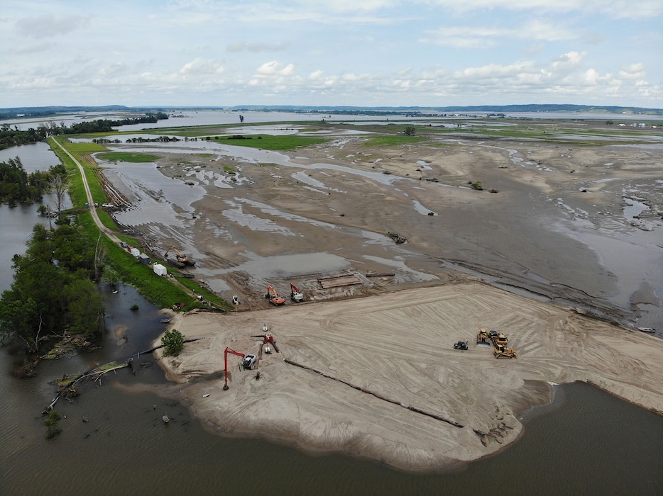 This image from June 22, 2019 shows progress of the water drainage after Levee L575a was closed on June 20.