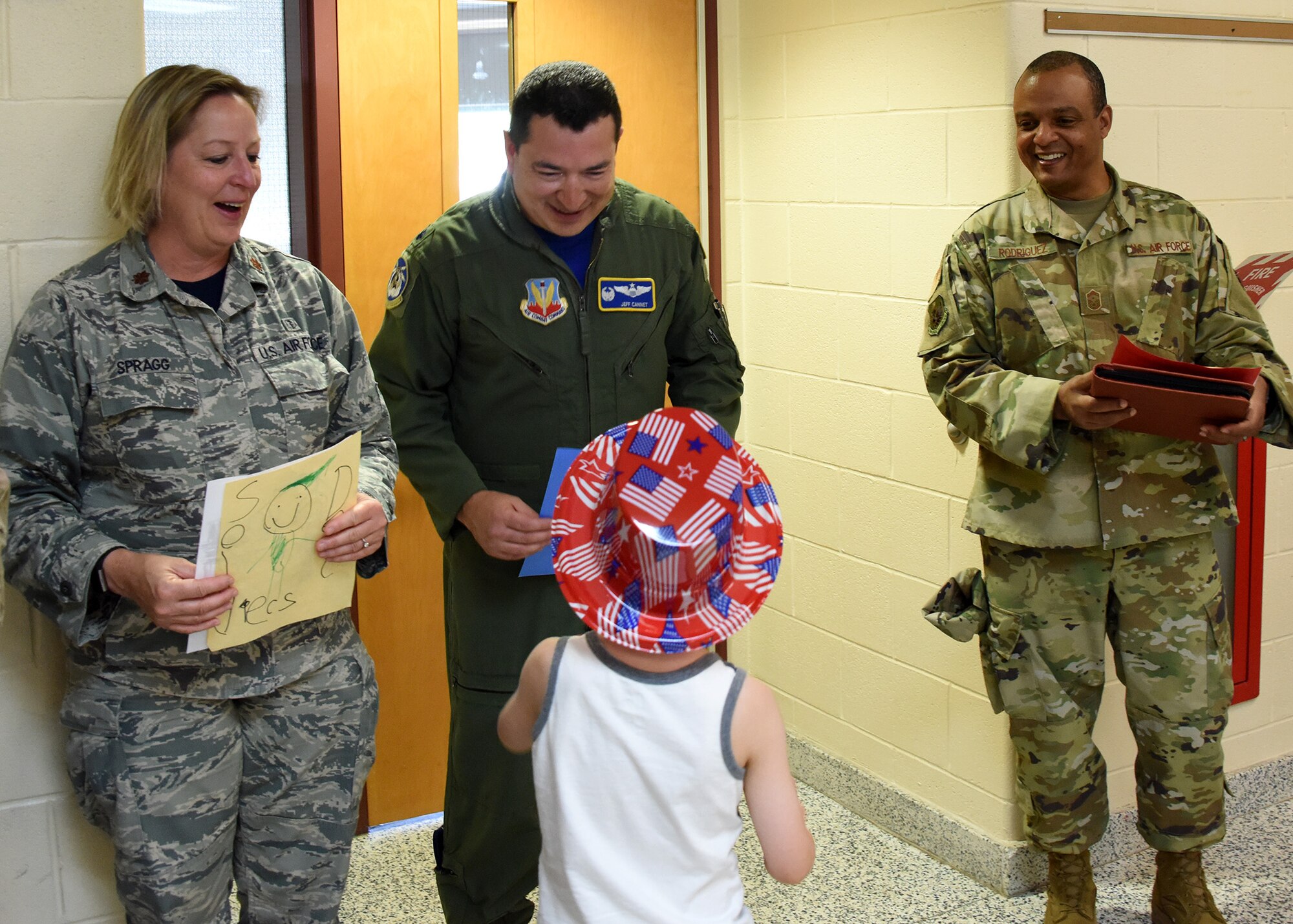 Airmen from the 106th Rescue Wing honored at a local school for Flag Day