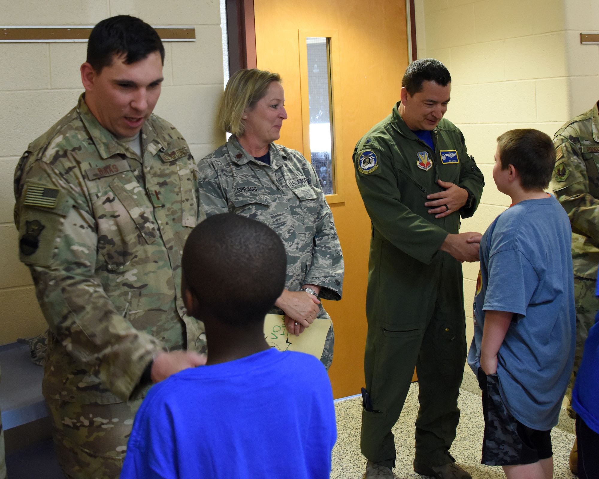 Airmen from the 106th Rescue Wing honored at a local school for Flag Day