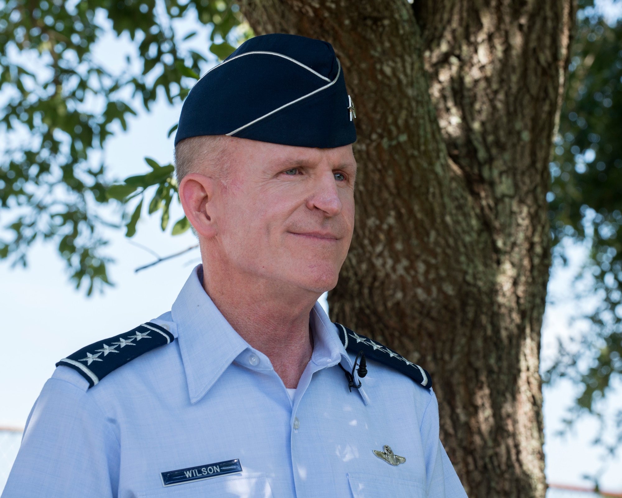 U.S. Air Force Gen. Stephen W. Wilson, Vice Chief of Staff of the Air Force, conducts an interview at the Department of Defense Warrior Games, Tampa, Fla., June 23, 2019.