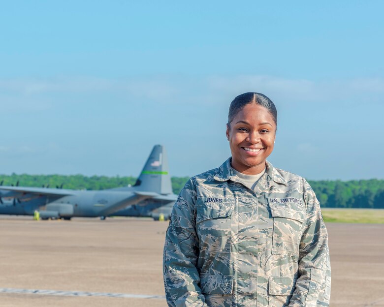 U.S Air Force Tech. Sgt. Brittney Jones, 913th Maintenance Squadron Command Support Staff personnel specialist, is recognized as the Combat Airlifter of the Week at Little Rock Air Force Base, Arkansas, June 21, 2019. Jones's core value is Excellence in All We Do. (U.S. Air Force Reserve photo by Maj. Ashley Walker)