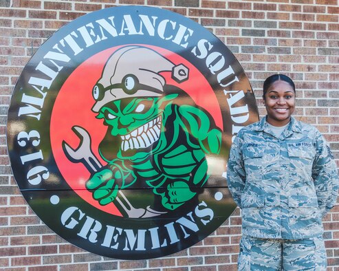 U.S Air Force Tech. Sgt. Brittney Jones, 913th Maintenance Squadron Command Support Staff personnel specialist, is recognized as the Combat Airlifter of the Week at Little Rock Air Force Base, Arkansas, June 21, 2019. Jones's core value is Excellence in All We Do. (U.S. Air Force Reserve photo by Maj. Ashley Walker)