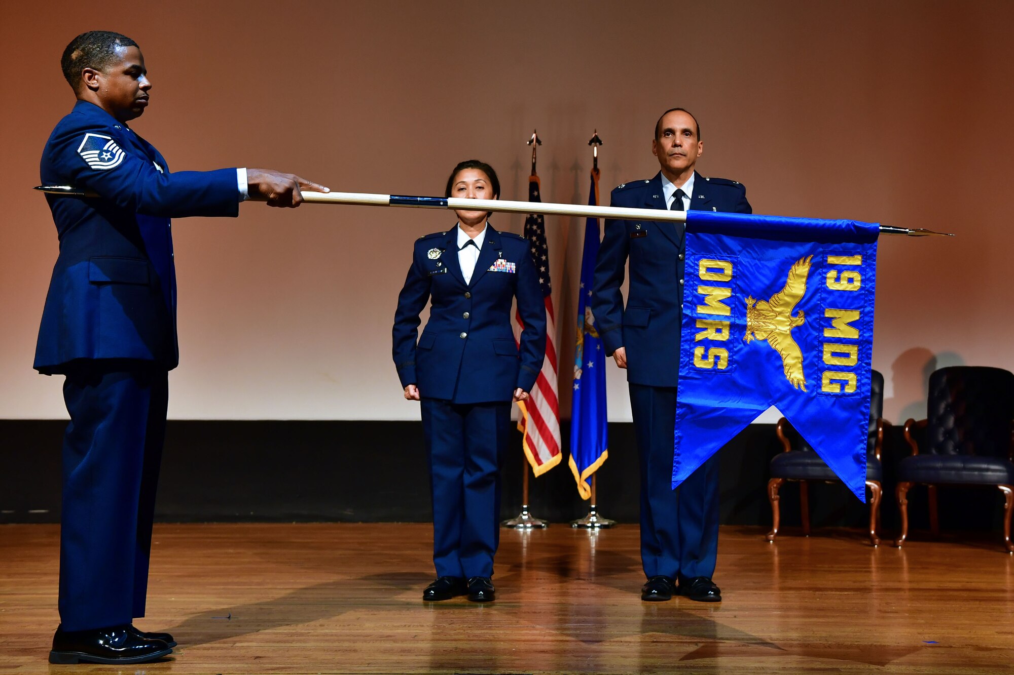 A new guidon is unveiled during a ceremony