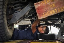 U.S. Marines with a Maintenance Support Team perform maintenance on High Mobility Multipurpose Wheeled Vehicles on Camp Foster, Okinawa, Japan, June 18, 2019. The purpose of an MST is to send a team of Marines from outside units to temporarily provide support to units who are in need of manpower in specific Military Occupational Specialties. (U.S. Marine Corps photo by Sgt. Hailey D. Clay)