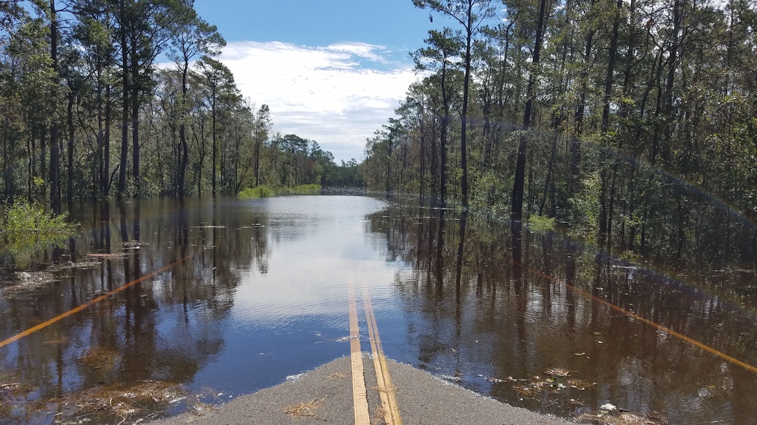 Flooding from Hurricane Florence along Island Creek Road in the southwestern part of Duplin county.