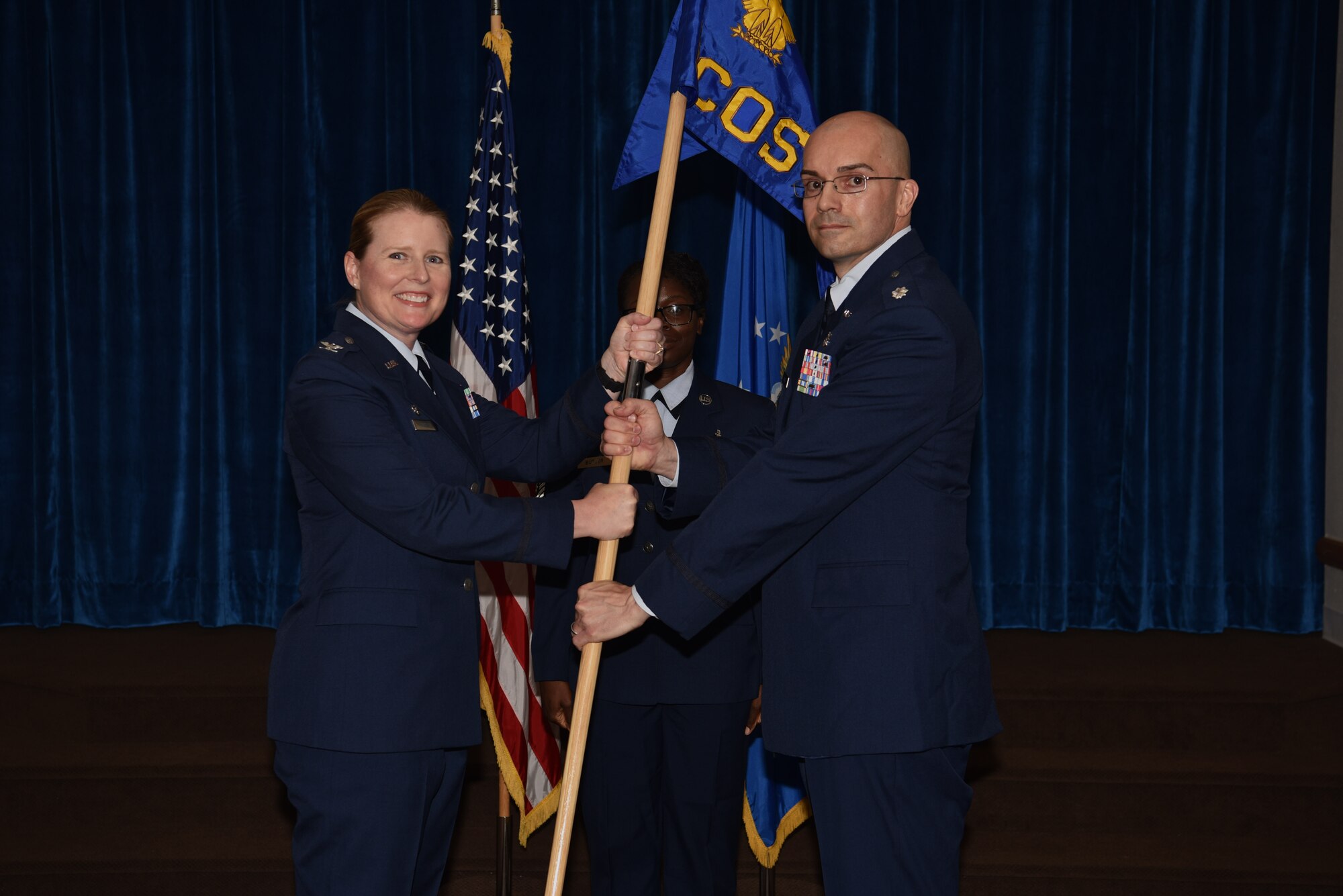 Lieutenant Col. David Barker took command of the 90th Healthcare Operations Squadron during a change of command ceremony June 24, 2019 on F.E. Warren Air Force Base, Wyo.