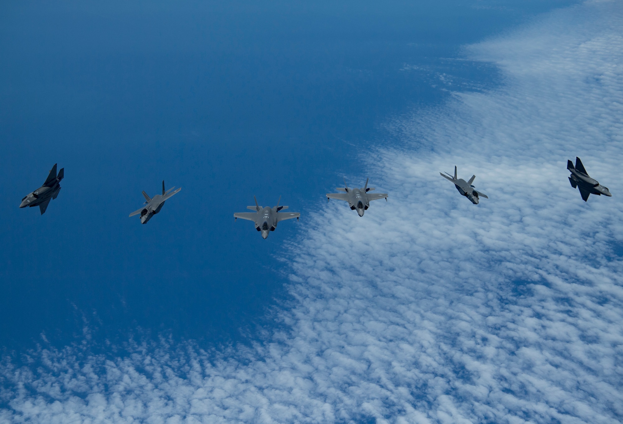 A photo of U.S., U.K. and Israeli F-35's