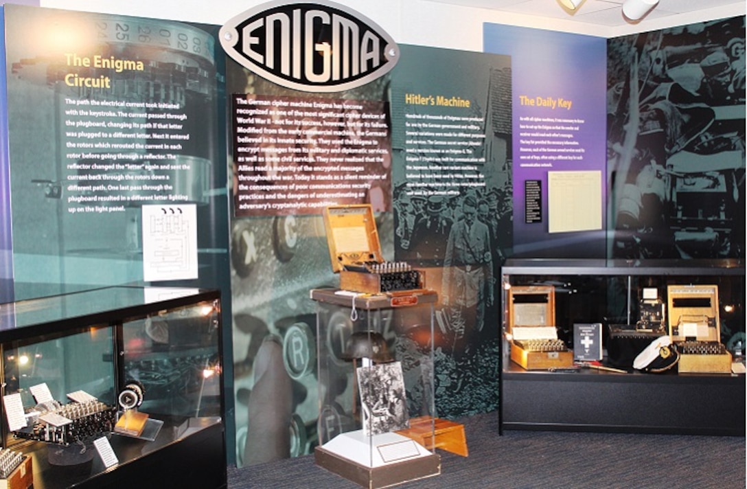 Photo of the Enigma exhibit at the National Cryptologic Museum in Fort Meade, MD