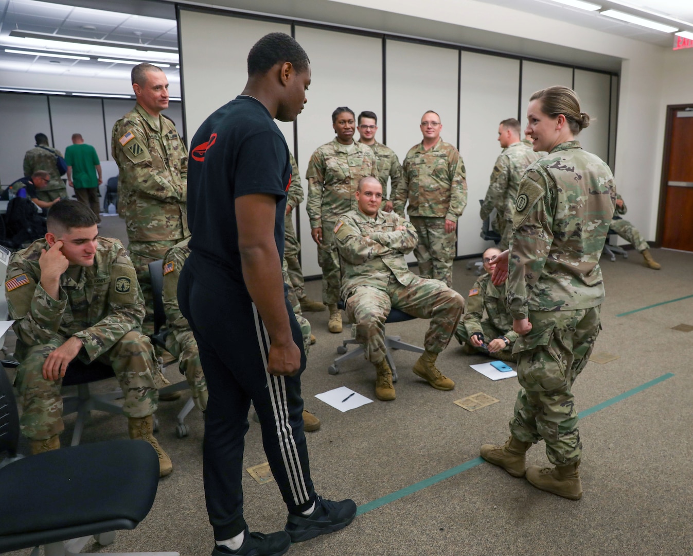 Soldiers of the 152nd Military Police Company, 203rd Military Battalion, Alabama National Guard, participate in Standard Field Sobriety Test training held by the 716th Military Police Battalion, 101st Sustainment Brigade, 101st Airborne Division (Air Assault), on Fort Campbell, Ky., June 19, 2019.