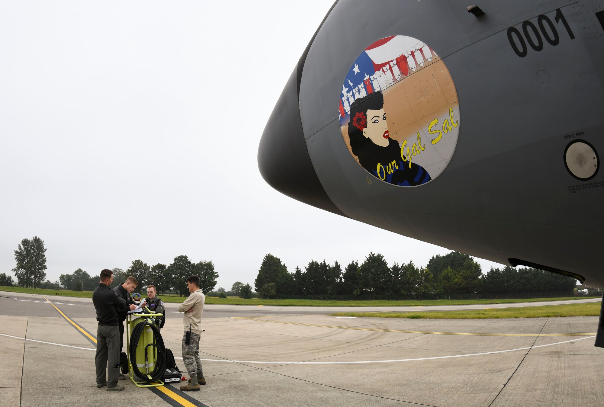 Airmen assigned to the 100th Air Refueling Wing, RAF Mildenhall, England, review a pre-flight checklist prior to refueling training in support of Exercise Baltic Operations, at RAF Mildenhall, England, June 19, 2019. The BALTOPS Exercise is the premier annual maritime-focused exercise in the Baltic Region. (U.S. Air Force photo by Senior Airman Alexandria Lee)