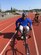 U.S. Air Force Staff Sgt. Patrick Sims, Sexual Assault Prevention and Response volunteer victim advocate, practices for a wheelchair race at Joint Base Lewis-McChord, Washington, Aug. 28, 2018.
