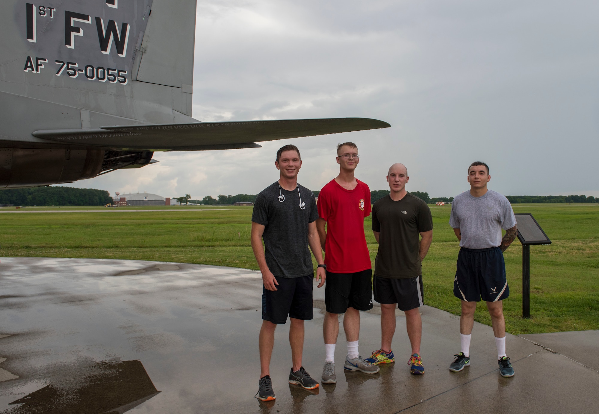 Members of the Joint Base Langley-Eustis, Virginia, Running Club pose for a photo, June 18, 2019.