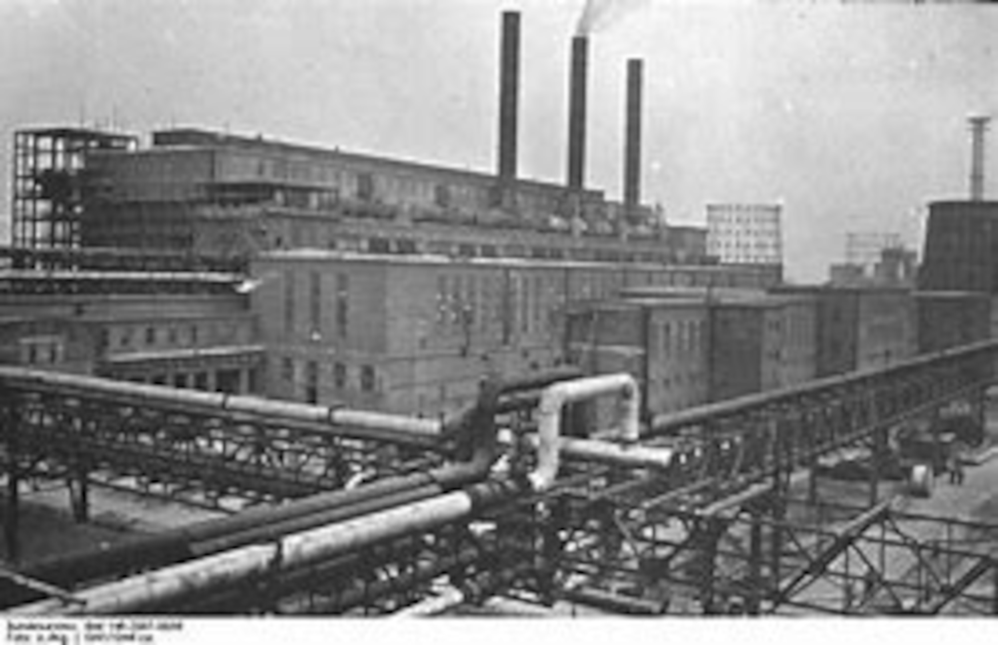 The synthetic rubber and oil plant at Monowitz-Buna, a part of the Auschwitz concentration camp system, used slave laborers. From August to December 1944, 15th Air Force B-24 Liberators bombed the complex four times.