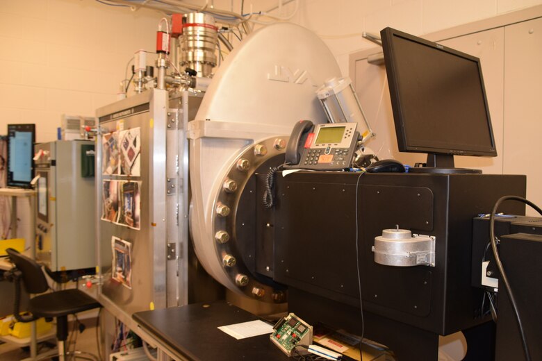 The Air Force Institute of Technology has environmental testing facilities capable of fully space-qualifying flight hardware.  A thermal vacuum chamber with a simulator capable of A0 light is shown in the image.  The Center for Space Research and Assurance has used the chamber to space-qualify a 6U CubeSat bus, or a space vehicle designed to carry a variety of different mission payloads to support hands-on student education and research.  DoD collaborators have also used the technology to qualify space hardware.  CSRA’s open house, July 17-18, 2019, will give attendees the opportunity to tour the CSRA labs and learn about the Center’s graduate and post graduate degree programs. (Contributed photo)