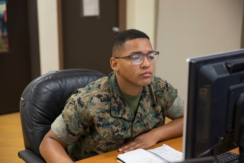 U.S. Marines with Headquarters and Headquarters Squadron (H&HS), S-1, conduct daily operations at Marine Corps Air Station Yuma Ariz., June 24, 2019. The mission of S-1 is to provide the Marines of H&HS with the highest quality and timely administrative support in the Marine Corps. (U.S. Marine Corps photo by Cpl. Sabrina Candiaflores)