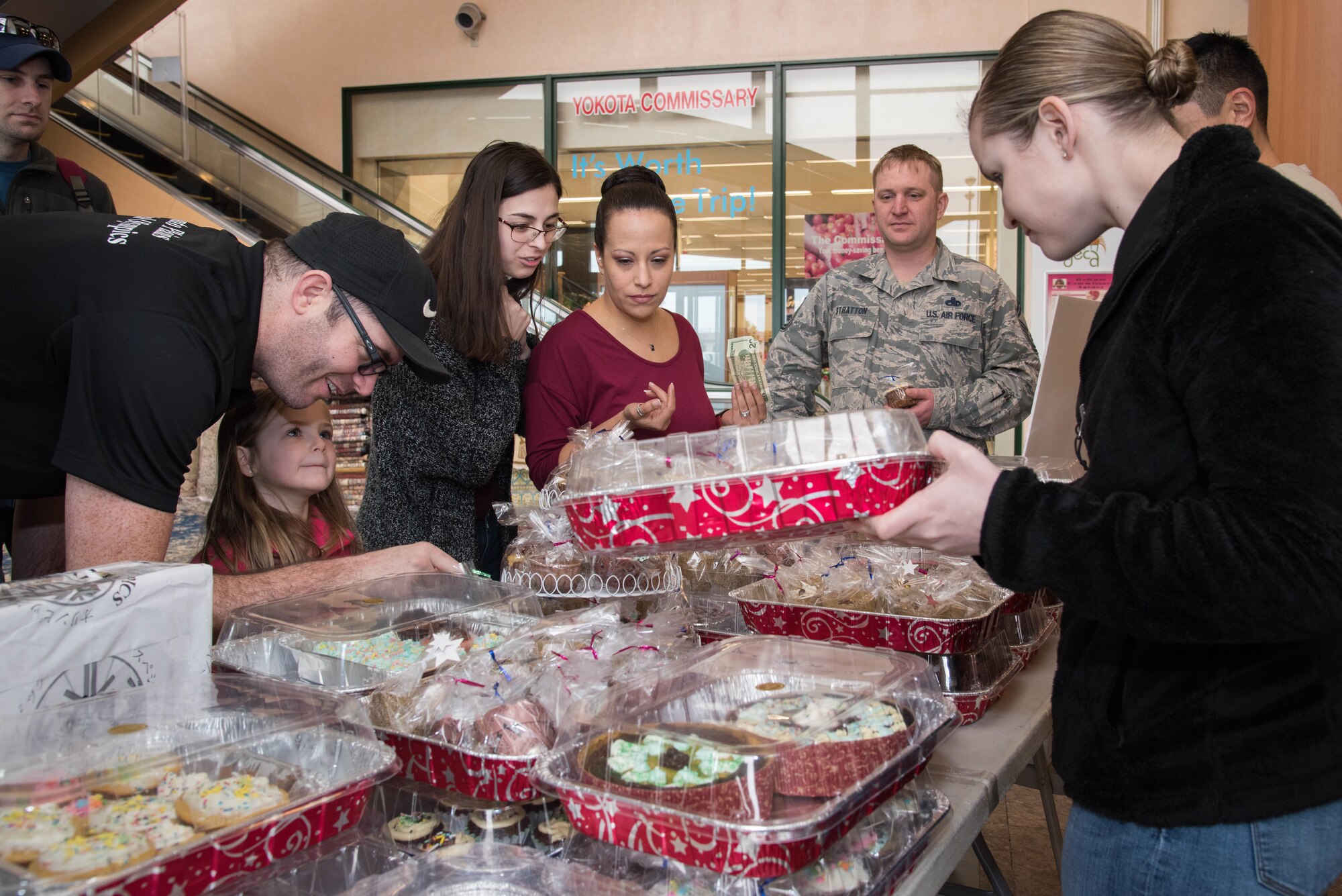 The Kanto Plains Special Olympics committee hosts a bake sale fundraiser at Yokota Air Base, Japan, Feb. 7, 2019.