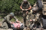 Emergency Medicine physicians observe Special Forces responding to casualties during a simulated ambush June 14 at Joint Base San Antonio-Camp Bullis during the 2019 Joint Emergency Medicine Exercise.