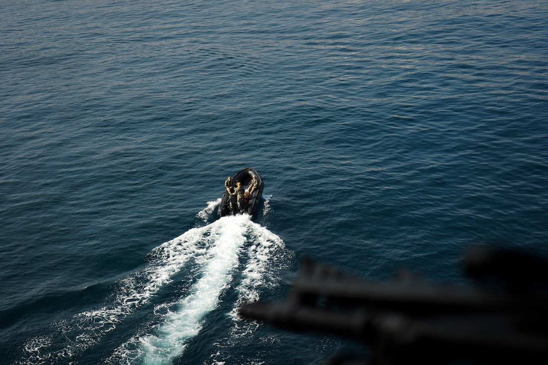 A boat in the water.