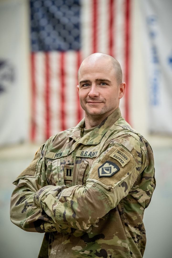 U.S. Army Capt. Richard Payne poses for a photo June 25, 2019, in St. Albans, West Virginia. Payne recently completed U.S. Army Ranger School where he earned a Ranger tab to go along with the Sapper tab he earned in 2015. (U.S. Army National Guard photo by Bo Wriston)
