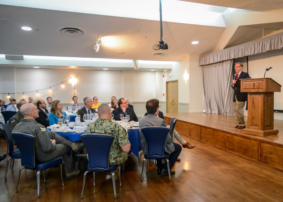 The Honorable Robert Behler, Operational Test and Evaluation Director, Office of the Secretary of Defense, talks to Test and Evaluation professionals during  the International Test and Evaluation Association’s quarterly luncheon at Club Muroc on Edwards Air Force Base, California, June 26. (U.S. Air Force photo by Giancarlo Casem)