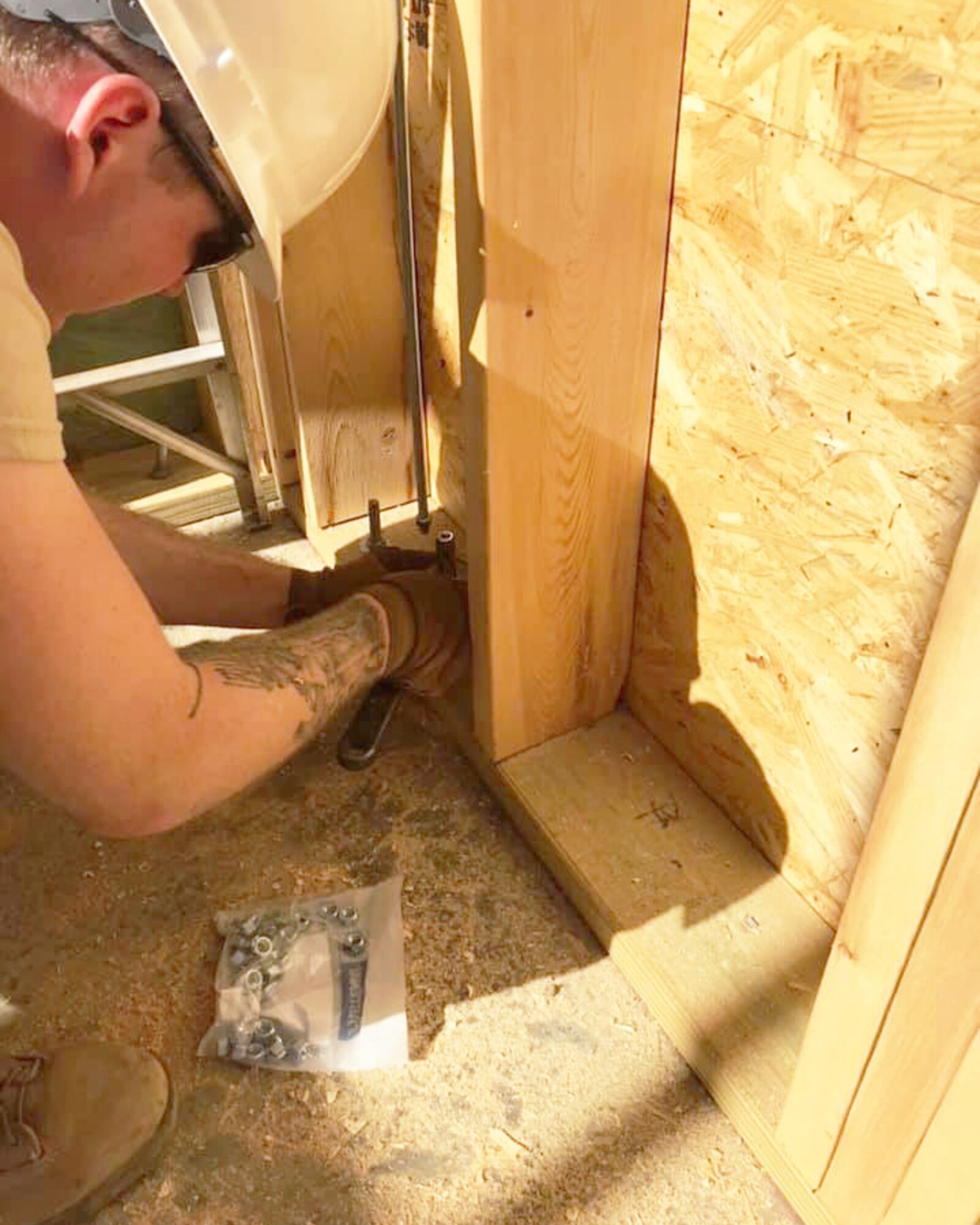 Tech. Sgt. Trafton Wieland, 931st Civil Engineer Squadron Structures, works on the Valley Healthcare Medical and Dental Clinic, June 14, 2019, Talbotton, Ga. Beginning May 20, more than 39 members of the McConnell Reserve CES unit took over as the construction team for the new Valley Healthcare Medical and Dental Clinic for a community of 800.