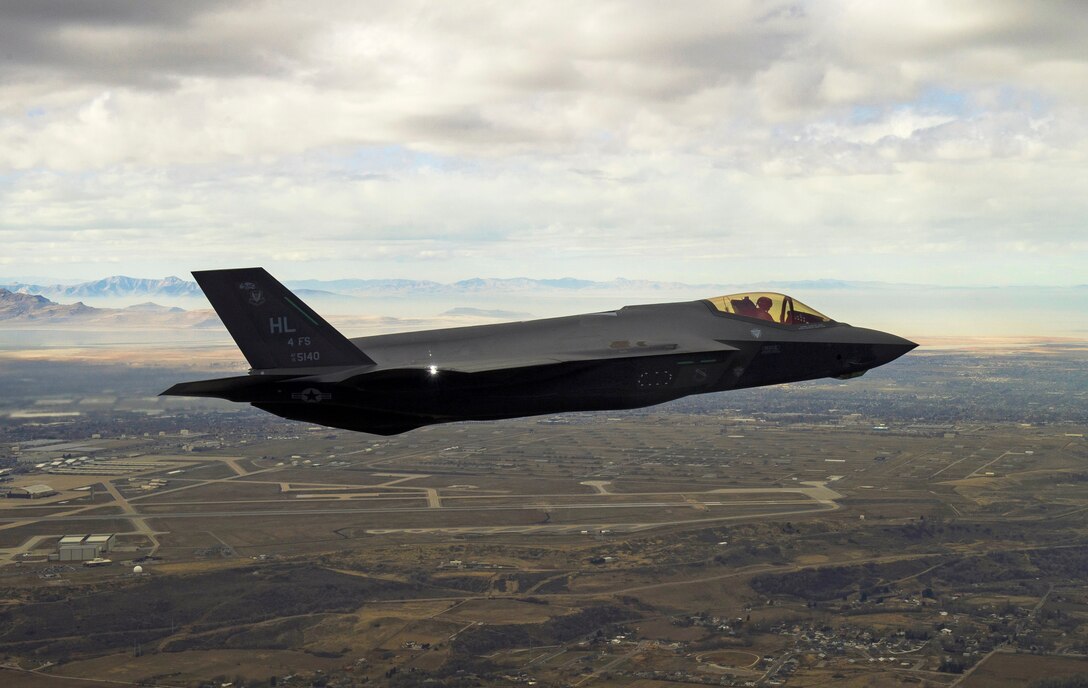 An F-35 Lightning II flies over Northern Utah