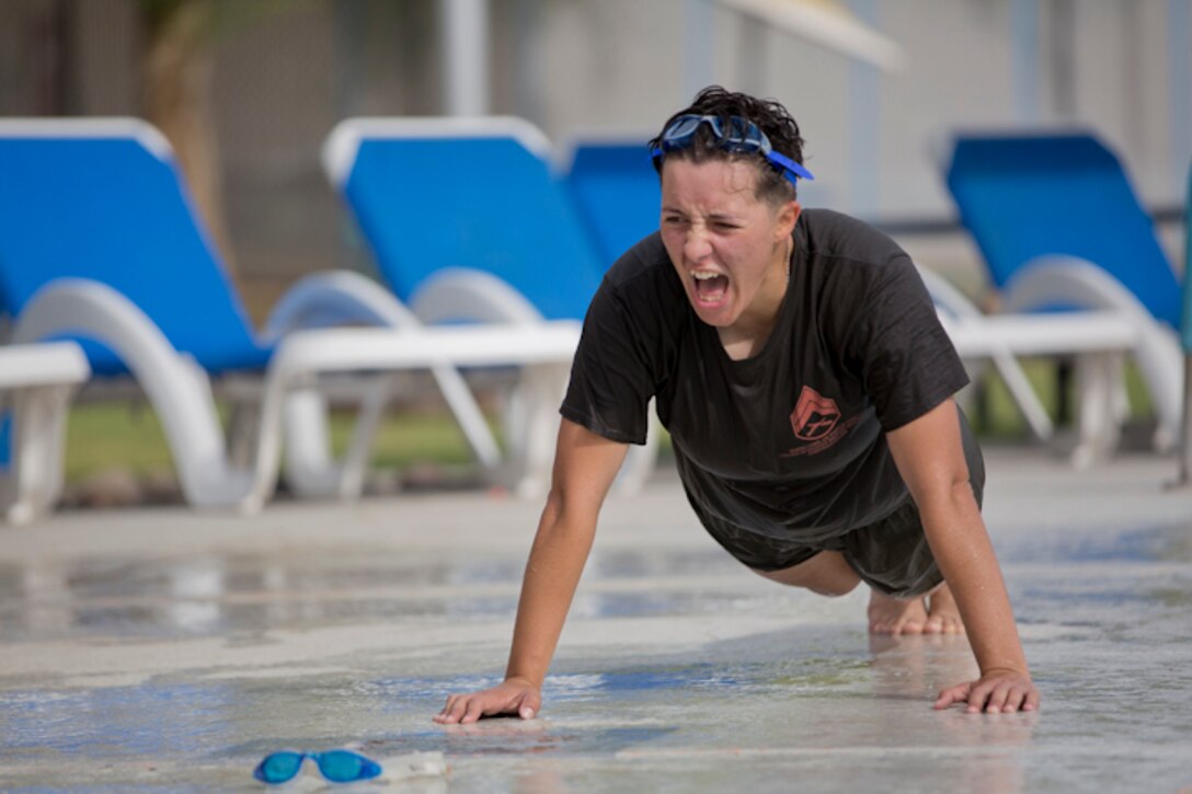U.S. Marines Stationed at Marine Corps Air Station Yuma conduct physical training as part of their corporals course curriculum at MCAS Yuma Ariz., June 13, 2019. Corporals Course is a professional education leadership course designed to teach Marines the fundamentals of being a noncommissioned officer and their responsibilities as the backbone of the Marine Corps. (U.S. Marine Corps photo by Cpl. Joel Soriano)