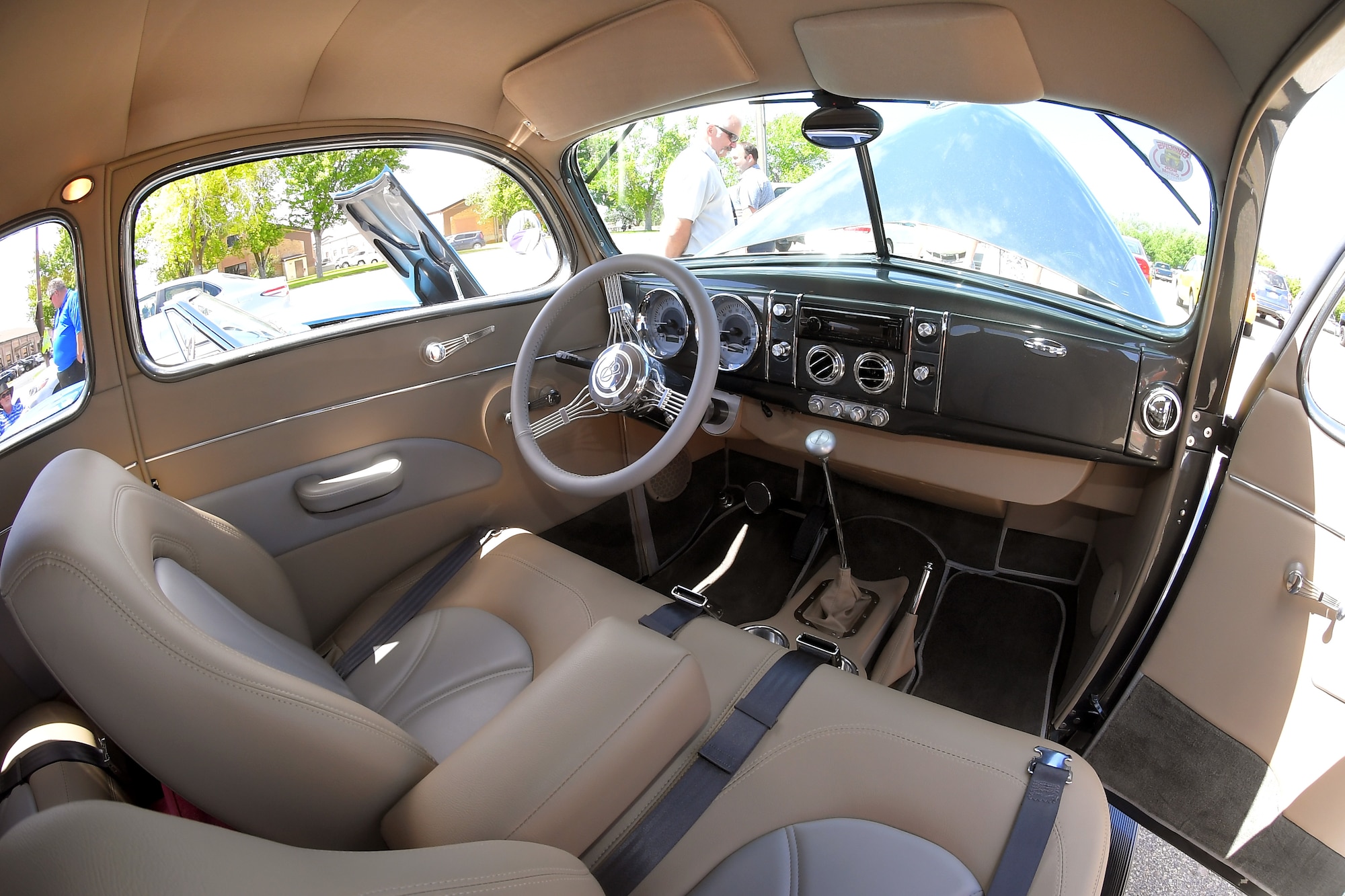 A custom interior view of a 1939 Ford Tudor Standard Sedan owned and restored by Ron Zipperer, Foreign Military Sales program manager. Zipper’s car won ‘Best in Show’ during the car show hosted by the base’s Foreign Military Sales organization at Hill Air Force Base, Utah, June 27, 2019. (U.S. Air Force photo by Todd Cromar)