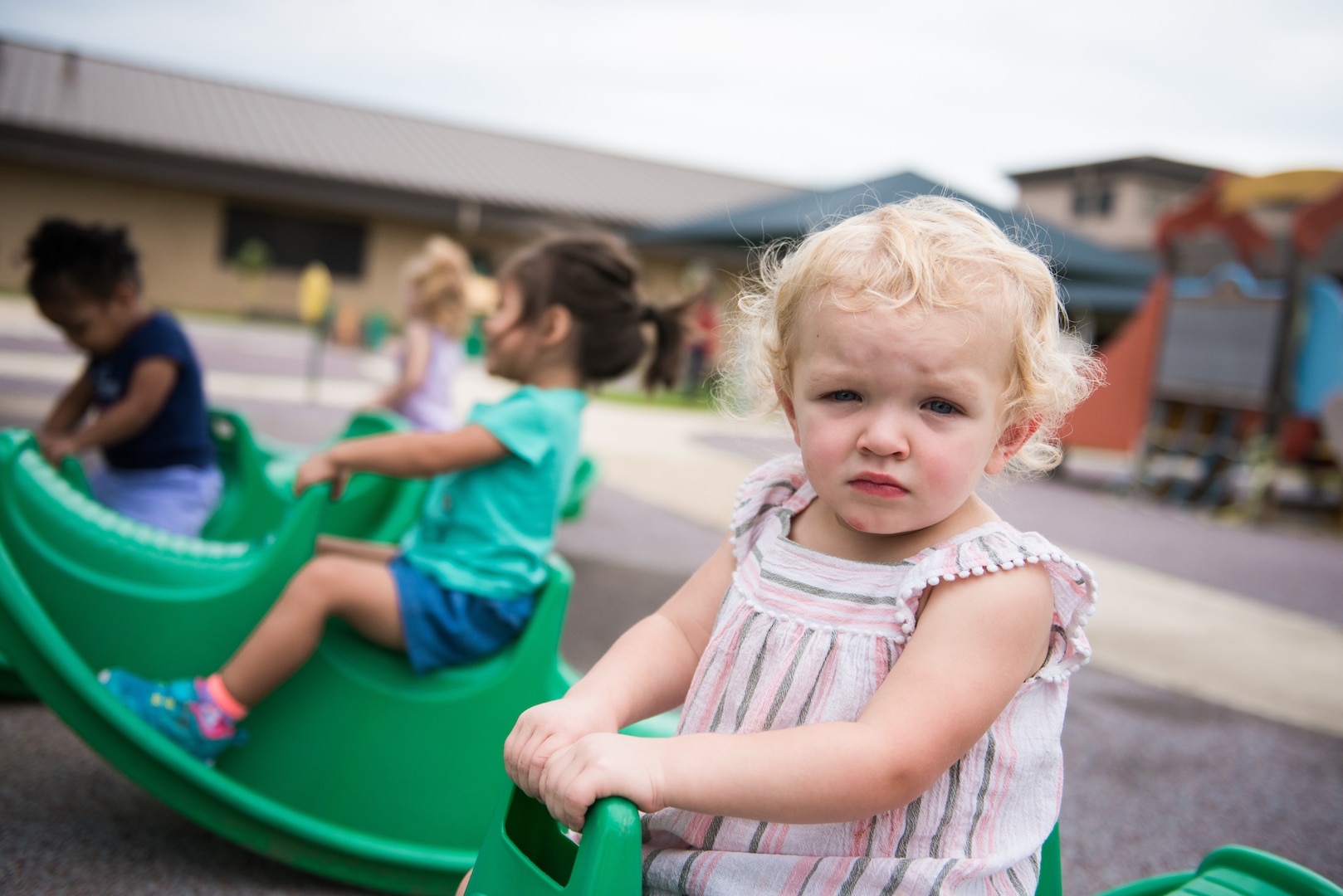 Children play at Gateway Child Development Center’s playground, June 11, 2019, at Joint Base San Antonio-Lackland, Texas.