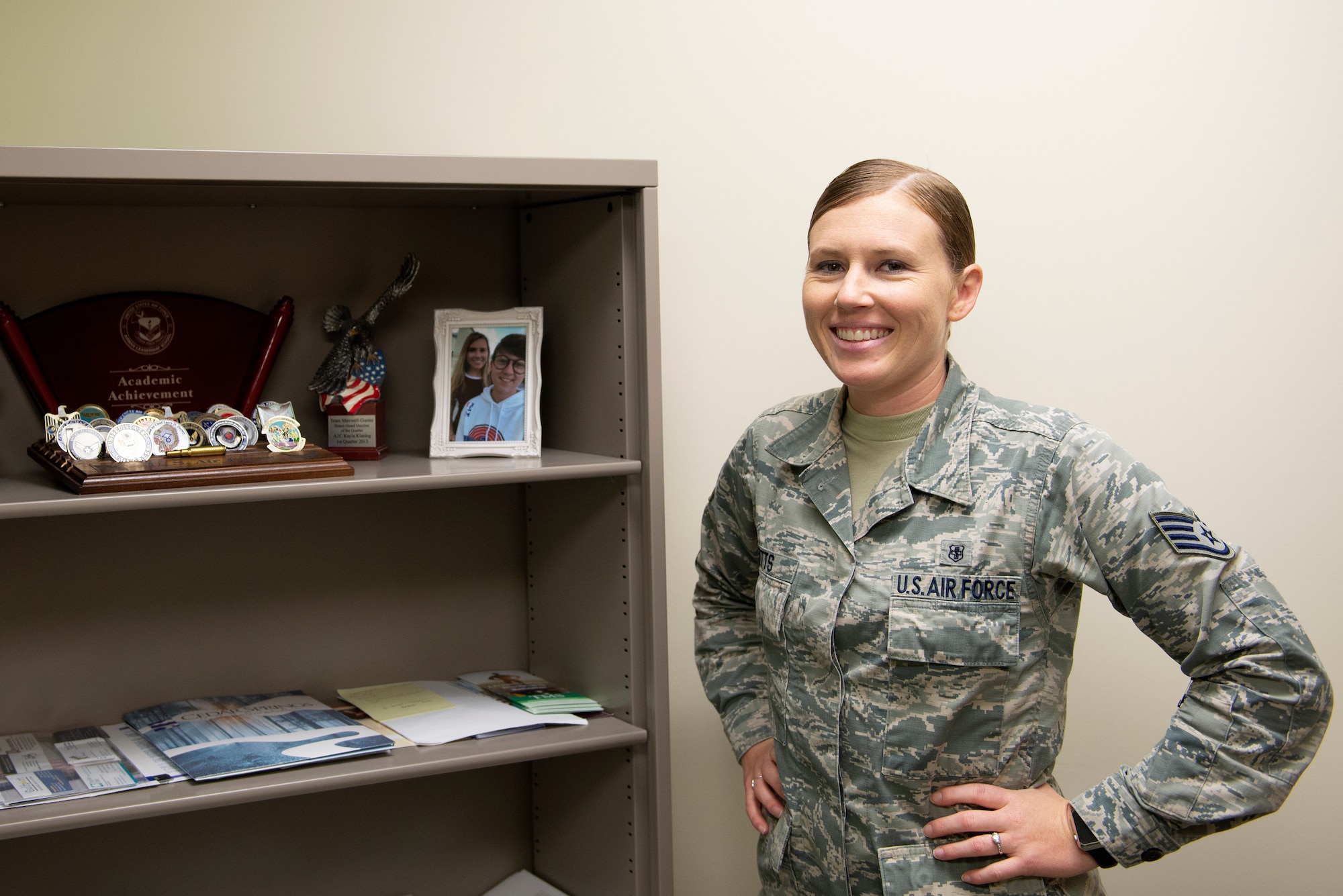 U.S. Air Force Staff Sgt. Kayla Betts, 81st Aerospace Medicine Squadron mental health technician, poses for a photo at the Keesler Medical Center on Keesler Air Force Base, Mississippi, June 27, 2019. Betts uses her experiences as a member of the LGBT community in addition to her mental health training to assist her patients. (U.S. Air Force photo by Airman 1st Class Kimberly L. Mueller)