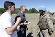 Spc. Gregory Thomson (far left), Utah Army National Guard, interprets for a media role player during cordon and search training with the Kazakhstani Ground Forces at Exercise Steppe Eagle 19 at Chilikemer Training Area near Almaty, Kazakhstan, June 25, 2019. Kazakhstan, the United States, the United Kingdom, Tajikistan, and Kyrgyzstan all sent participants for the exercise, while India, Turkey, and Uzbekistan sent observers. Steppe Eagle 19 is an annual U.S. Army Central-led exercise that promotes regional stability and interoperability in the Central and South Asia region.