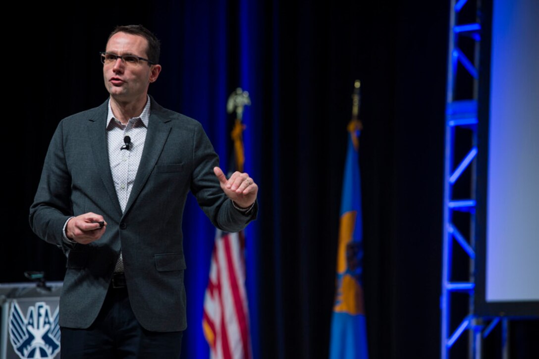 Dr. Will Roper, Assistant Secretary of the Air Force for Acquisition, Technology and Logistics, discusses “Fielding Tomorrow’s Air Force Faster and Smarter,” during the Air Force Association’s Air Warfare Symposium in Orlando, Florida, Feb. 27, 2019.