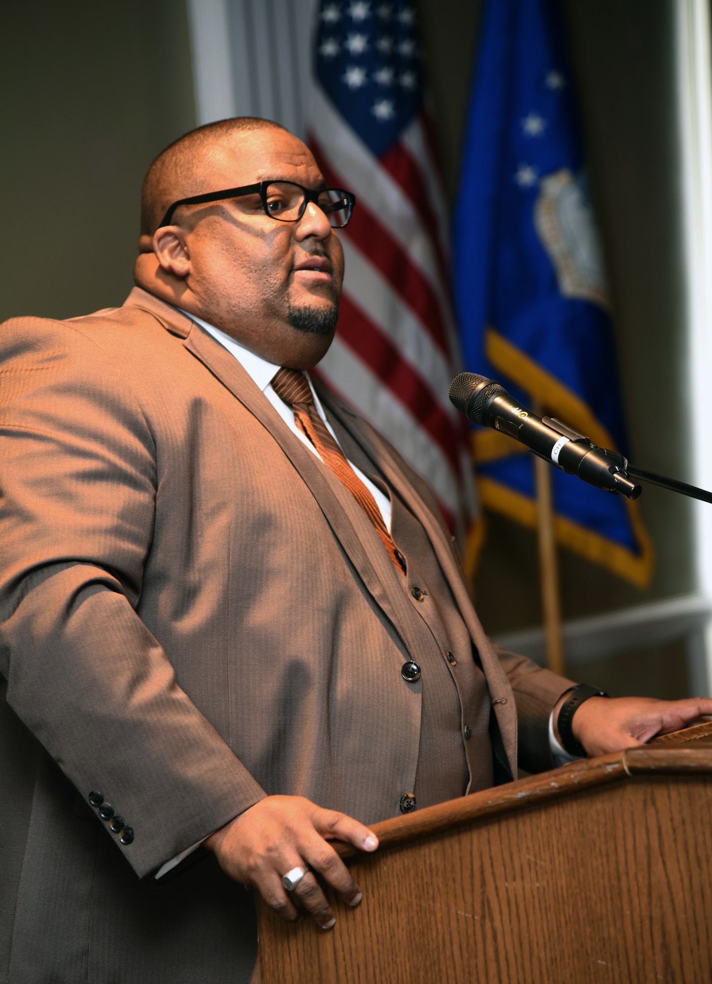 Rev. A. Byron Coleman III, with Fifth Street Missionary Baptist Church, was the guest speaker at the Black History Month Luncheon at the Tinker Club Feb. 21. Rev. Coleman also serves as an Adjunct Professor in the African/African-American Studies Program at the University of Oklahoma.