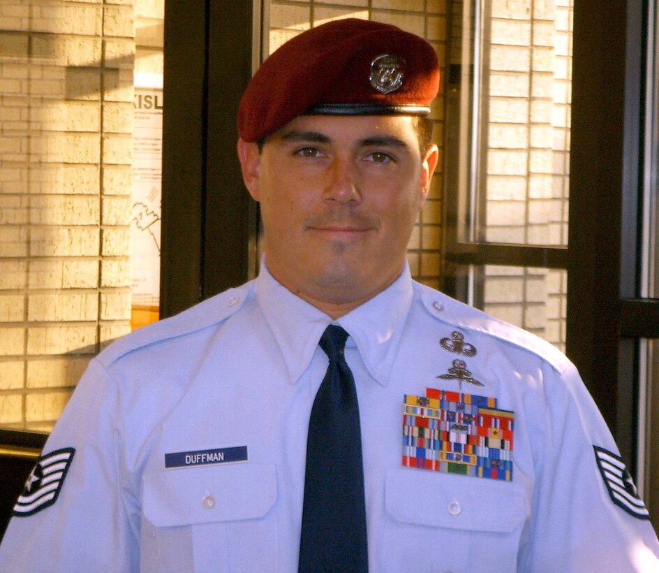 Tech. Sgt. Scott E. Duffman, Special Tactics Pararescueman and Albuquerque, N.M. native is one of the 20 Airmen killed in action since 9/11 and is being honored during the memorial march. Duffman was killed Feb. 18, 2007, when the U.S. Army MH-47 Chinook he was flying in experienced a sudden loss of power and crashe din eastern Afghanistan. (Courtesy Photo)