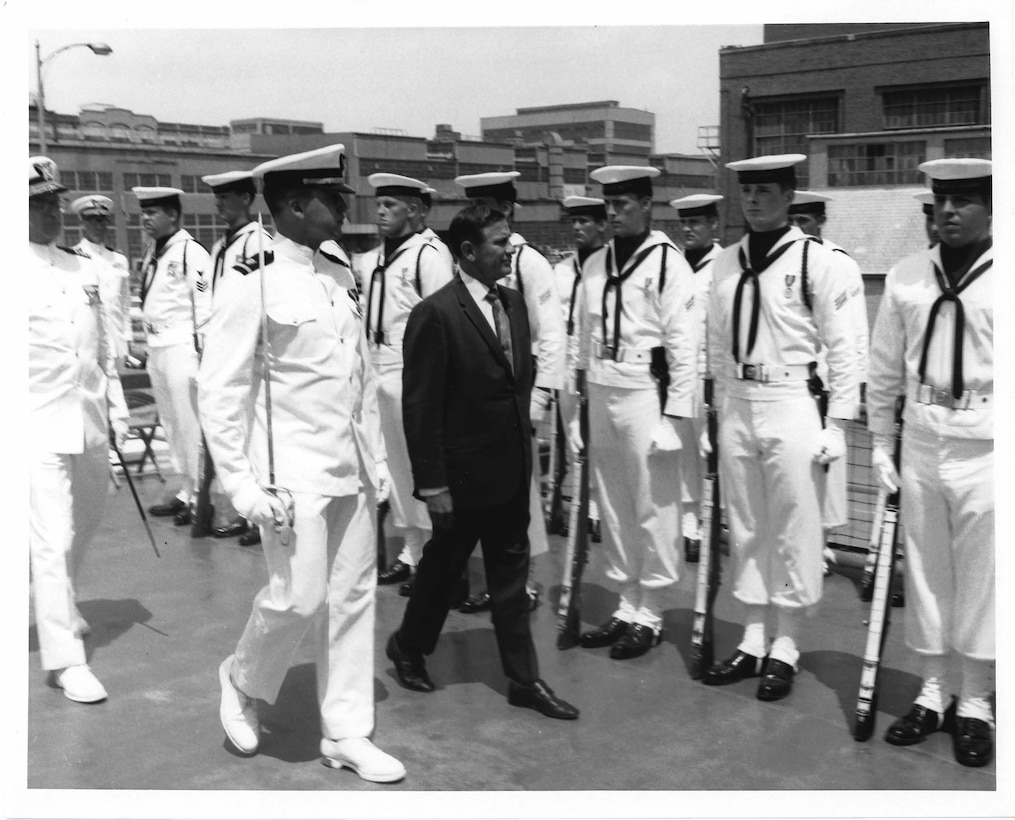 Admiral Chester R. Bender, Change of Command Ceremony June 1, 1970 aboard the USCGC Gallatin at the US Navy Yard. Coast Guard Archives, Commandant Chester R. Bender