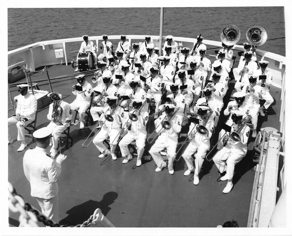 Admiral Chester R. Bender, Change of Command Ceremony June 1, 1970 aboard the USCGC Gallatin at the US Navy Yard. Coast Guard Archives, Commandant Chester R. Bender